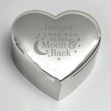 Personalised heart trinket box with moon message (British brand)