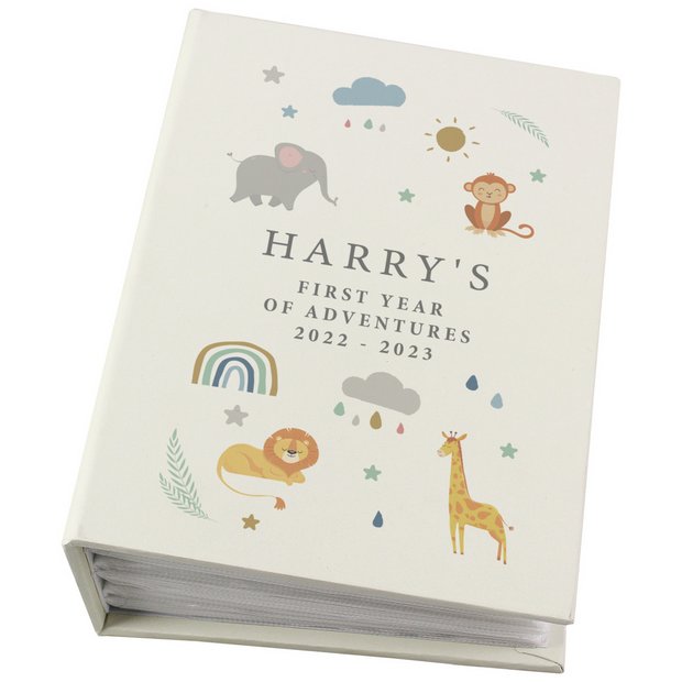 Personalised Memento safari animals photo album H16.7cm - British product