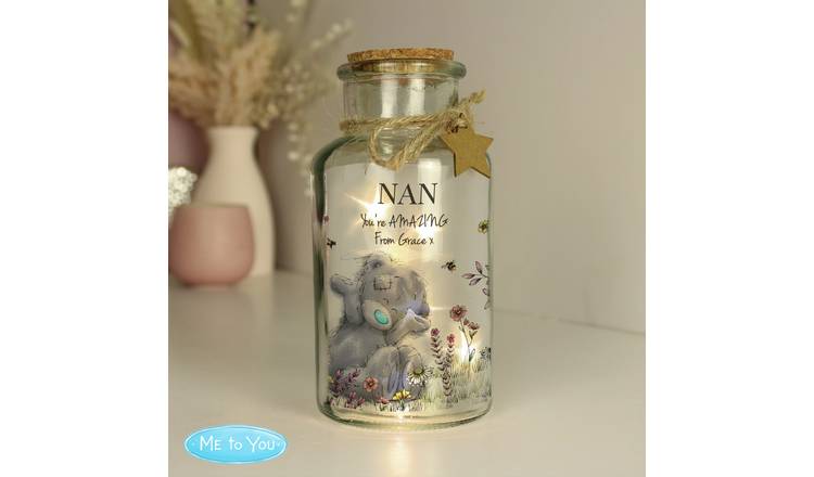 Personalised floral LED glass jar 16.5 cm - British product