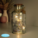 Personalised floral LED glass jar 16.5 cm - British product