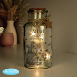 Personalised floral LED glass jar 16.5 cm - British product