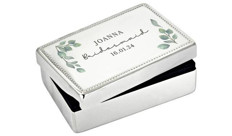 Personalised botanical rectangular jewellery box - British product