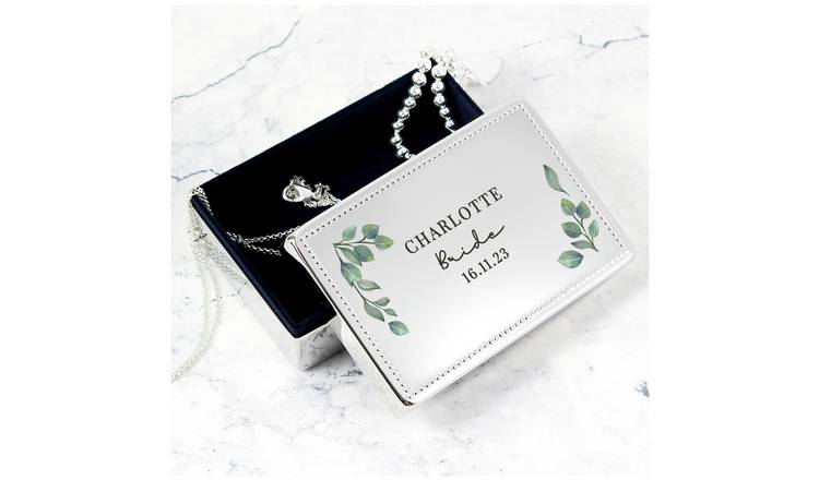 Personalised botanical rectangular jewellery box - British product