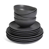 Habitat textured ripple stoneware dinner set 12 piece, imported from the UK