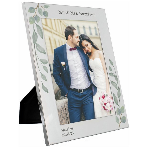 Silver botanical photo frame 22x17cm - British product