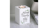 Personalised wooden tea light holder with memorial message, 10cm - British product
