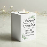 Personalised wooden tea light holder with memorial message, 10cm - British product