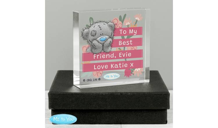 Me to You personalised crystal token floral 7.5cm, UK version