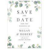 Botanical save the dates cards with personalised message, UK version