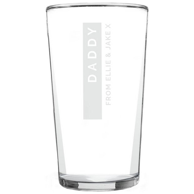 Personalised pint glass with custom message, 568ml - British product