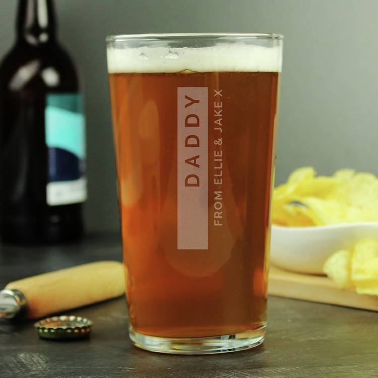 Personalised pint glass with custom message, 568ml - British product