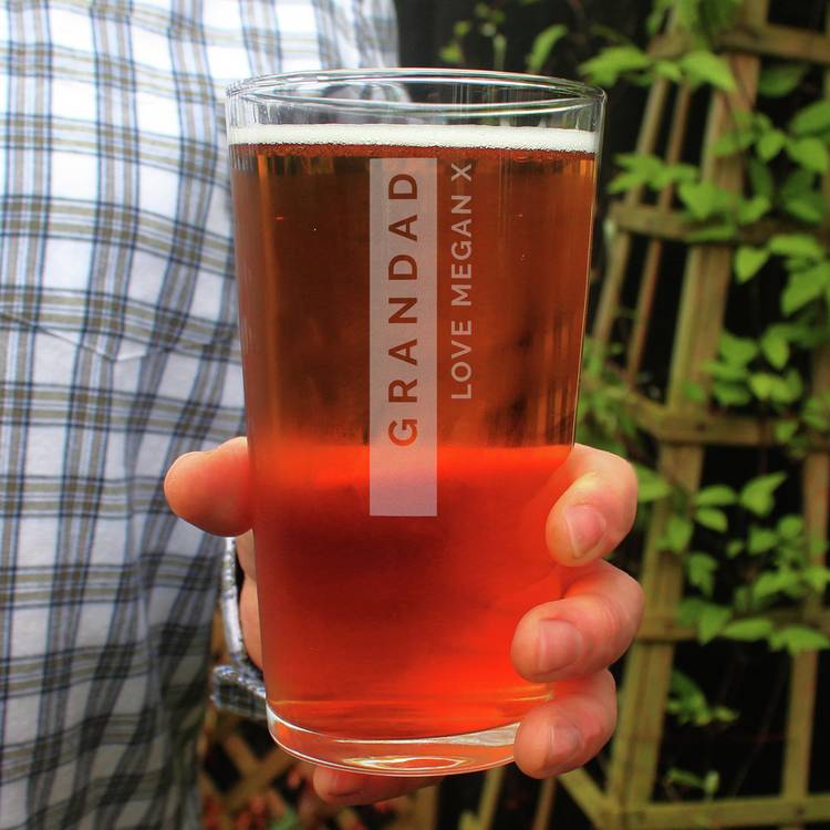 Personalised pint glass with custom message, 568ml - British product