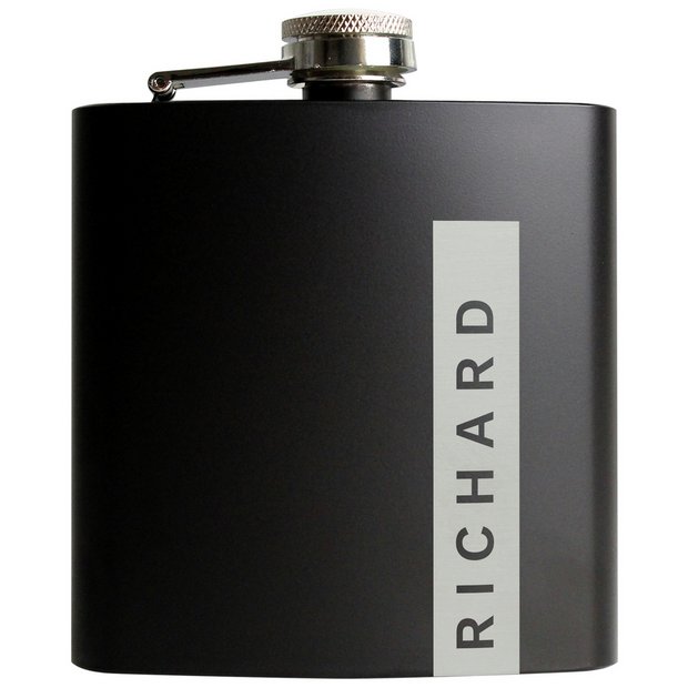Personalised black hip flask 170ml - British product
