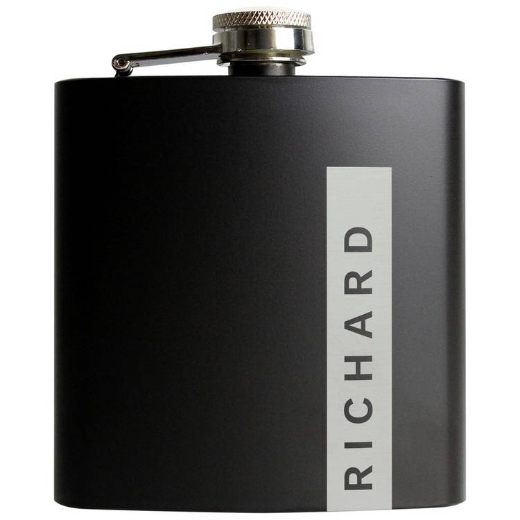 Personalised black hip flask 170ml - British product