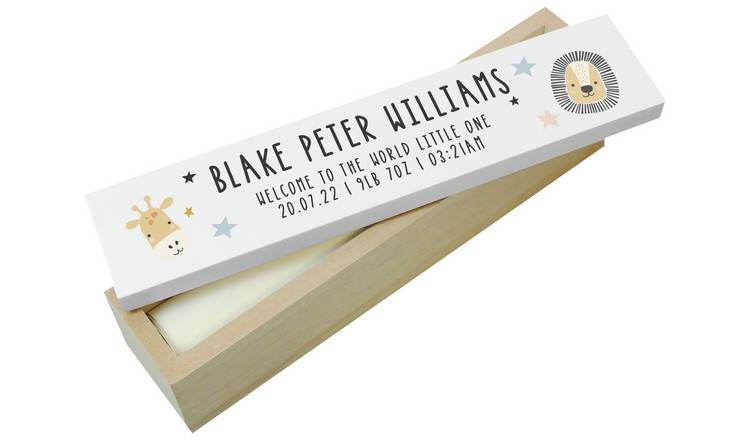 Personalised wooden certificate holder with animals print, imported from the UK