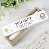 Personalised wooden certificate holder with animals print, imported from the UK