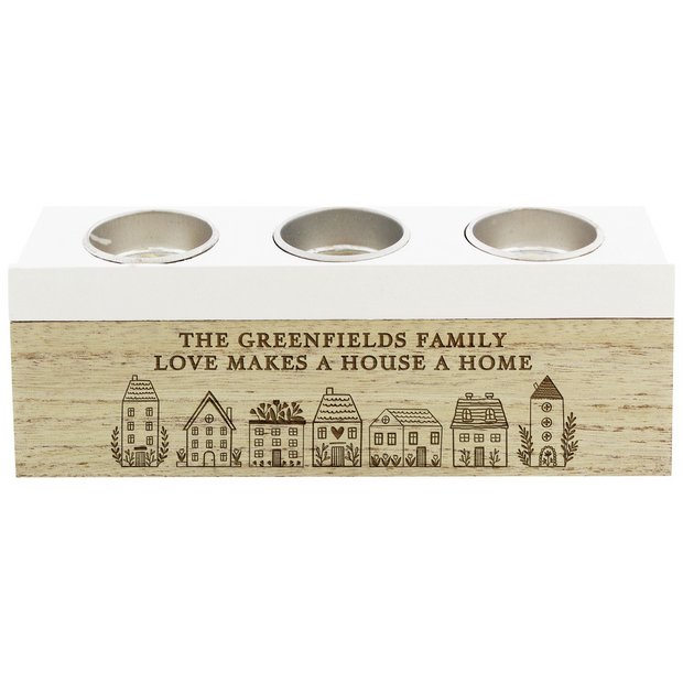 Personalised Memento wooden tea light box with custom message, imported from the UK