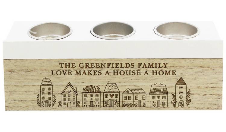 Personalised Memento wooden tea light box with custom message, imported from the UK