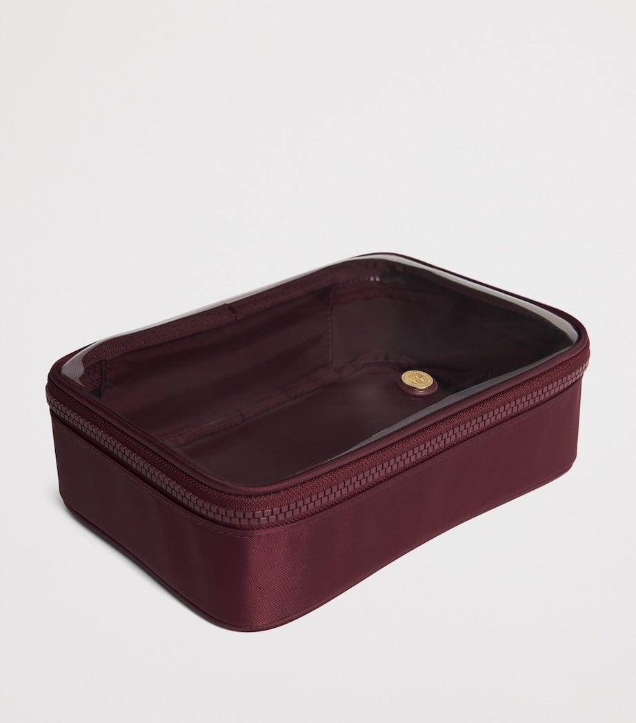 Harrods clear cosmetic bag with gold-tone hardware, UK version