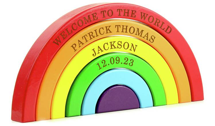 Personalised Message Wooden Rainbow Stacker