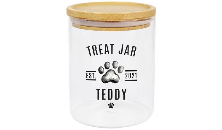 Personalised Message Pet Treats Storage Glass Jar With Lid GOODS Argos