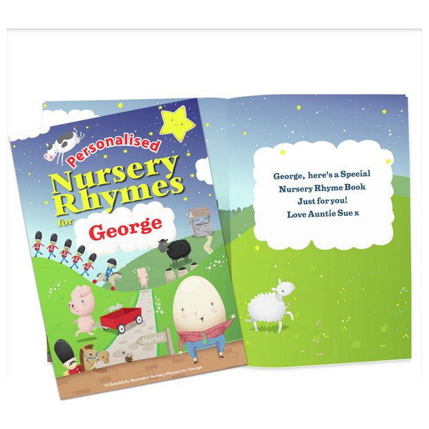 Personalised nursery rhyme book 28 pages, imported from the UK