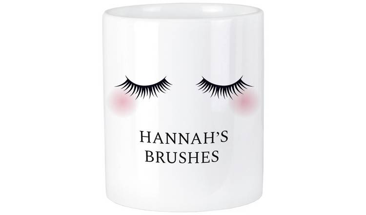 Personalised ceramic storage pot with eyelashes print, UK version