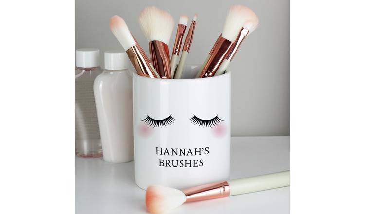 Personalised ceramic storage pot with eyelashes print, UK version