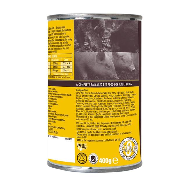 AATU Adult Wild Boar & Pork Wet Dog Food Tins   6 x 400g GOODS M&S   