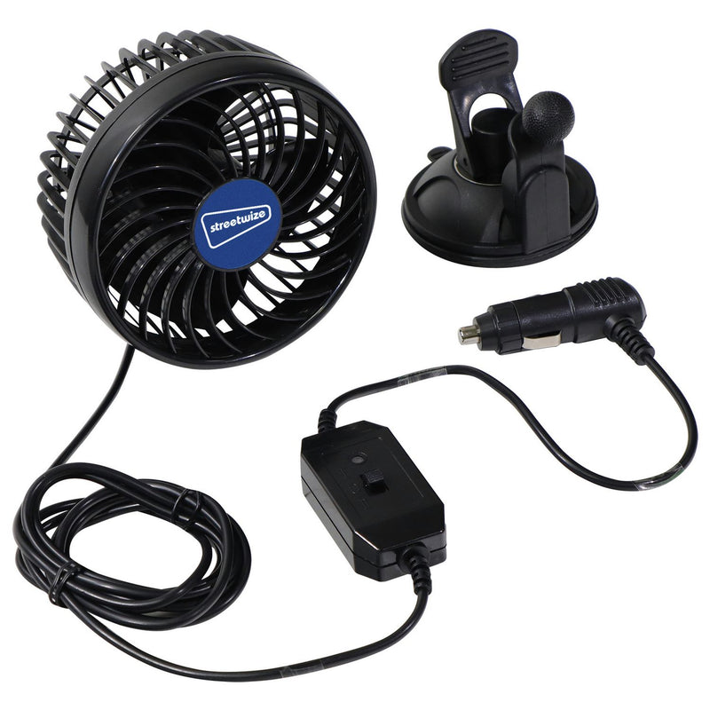 Streetwize 12V 360° power fan with suction mount, imported from the UK