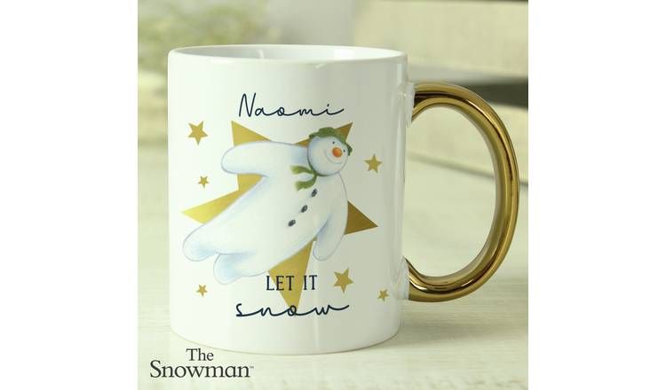 Personalised Message Let It Snow Gold Handed Mug