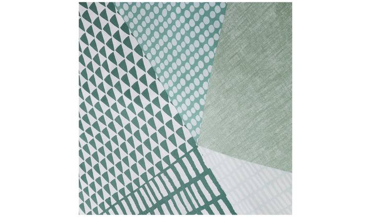 Catherine Lansfield bedding set geometric print green single, imported from the UK