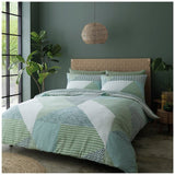 Catherine Lansfield bedding set geometric print green single, imported from the UK