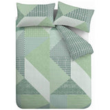 Catherine Lansfield bedding set geometric print green single, imported from the UK