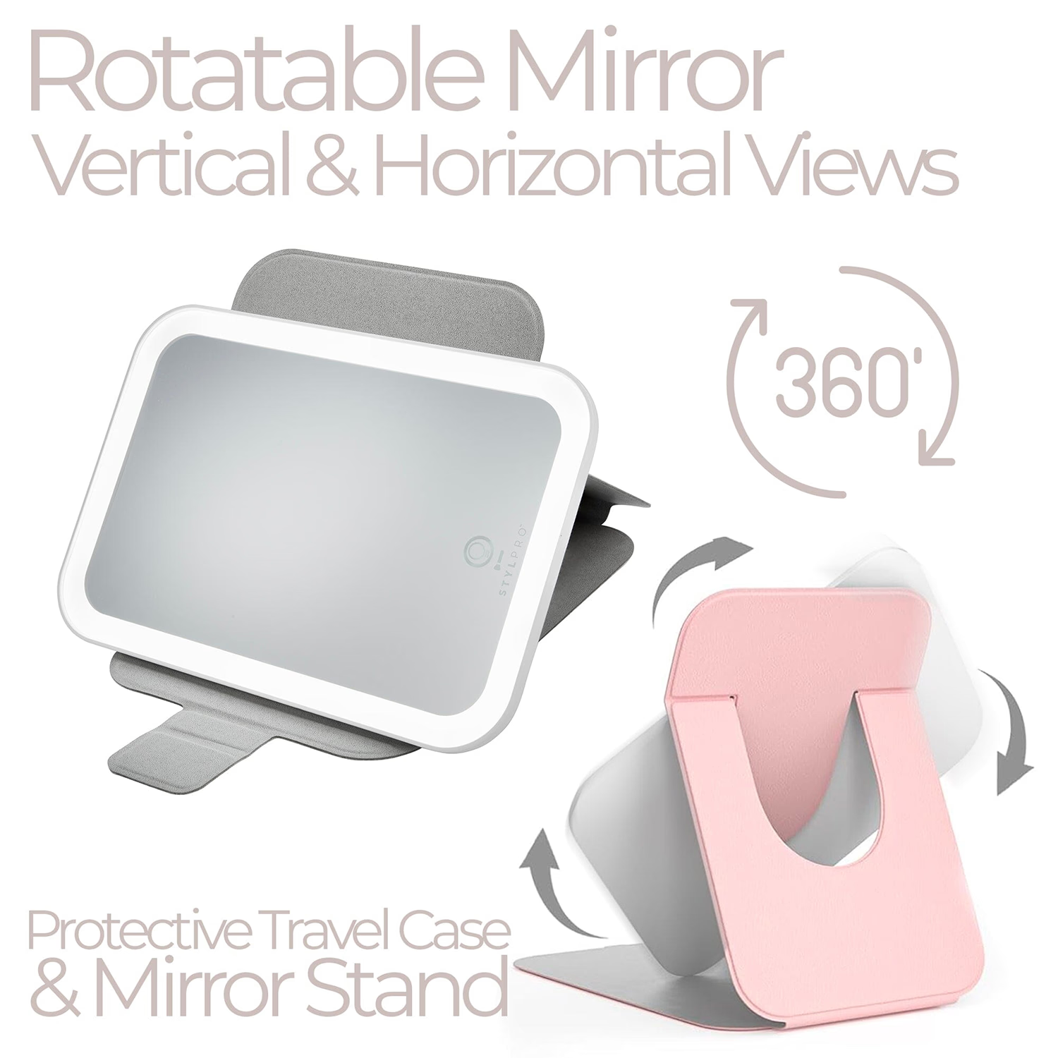 Stylpro On Tour Petite Travel Mirror with LED lights, imported from the UK