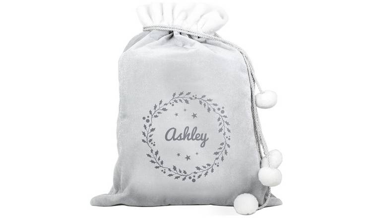 Personalised Message Grey Holly Christmas Sack GOODS Argos