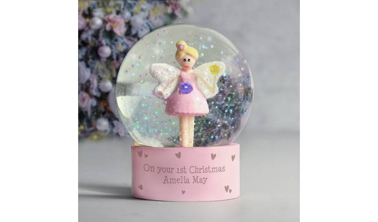 Personalised Message Pink Fairy Glitter Christmas Snow Globe GOODS Argos