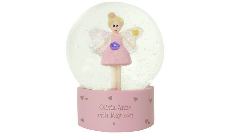 Personalised Message Pink Fairy Glitter Christmas Snow Globe