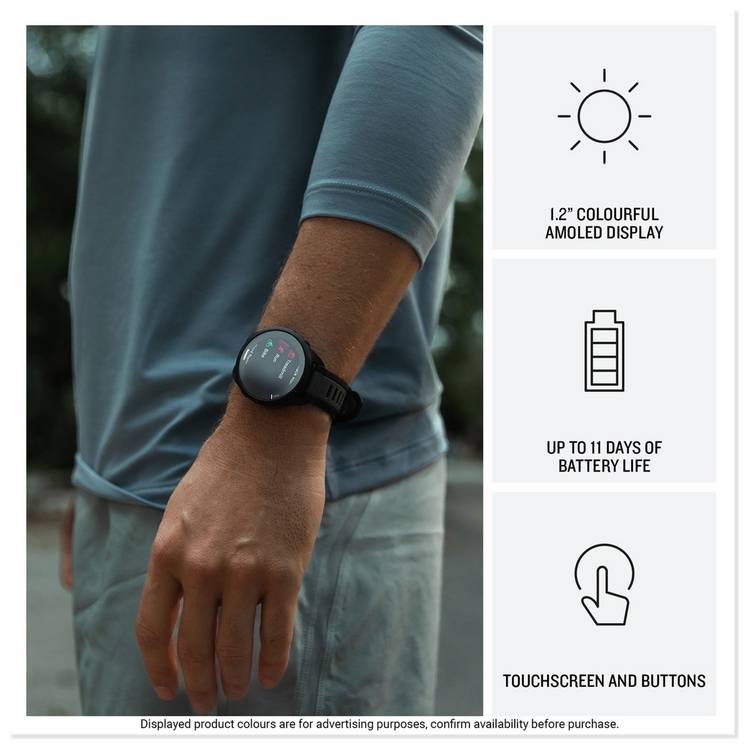 Garmin Forerunner 165 GPS running smartwatch Mist Grey 43mm, UK version