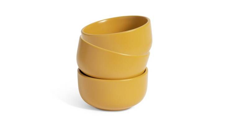 Habitat Matte Glaze 3 Piece Stoneware Nibble Bowls - Mustard GOODS Argos