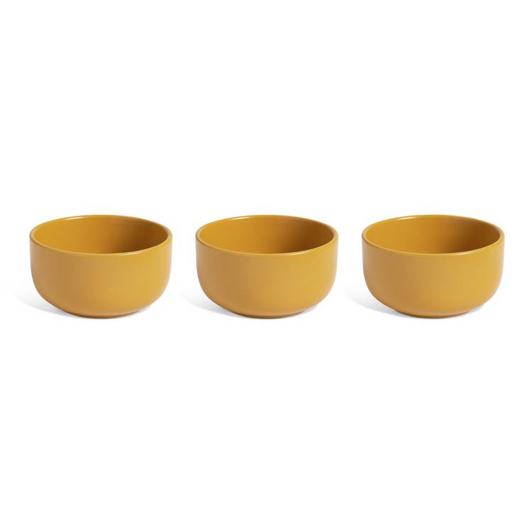Habitat matte glaze stoneware nibble bowls 3-piece mustard (British brand)