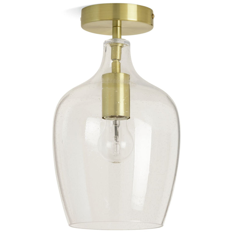 Argos Home Abas glass flush to ceiling light satin brass (British brand)
