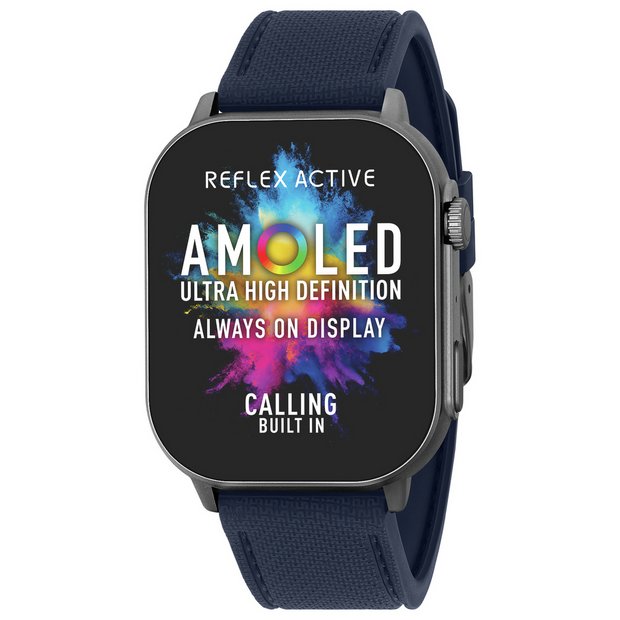 Reflex Active Series 29 AMOLED smartwatch navy silicone strap, imported from the UK