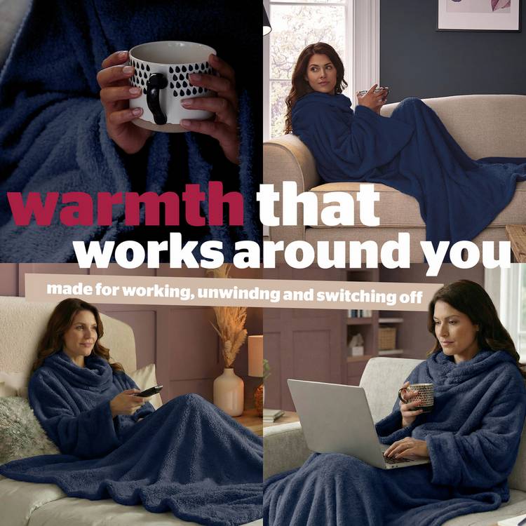 Silentnight Snugsie wearable blanket navy sparkle, imported from the UK
