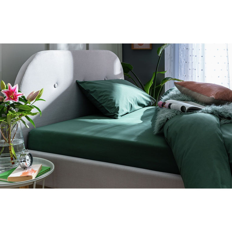 Habitat Cotton Rich 180 TC Leaf Green Fitted Sheet - King