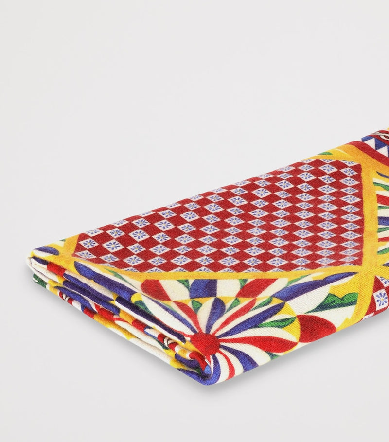 Dolce&Gabbana Casa Wool-Silk Carretto Print Throw 140cm x 180cm - British product