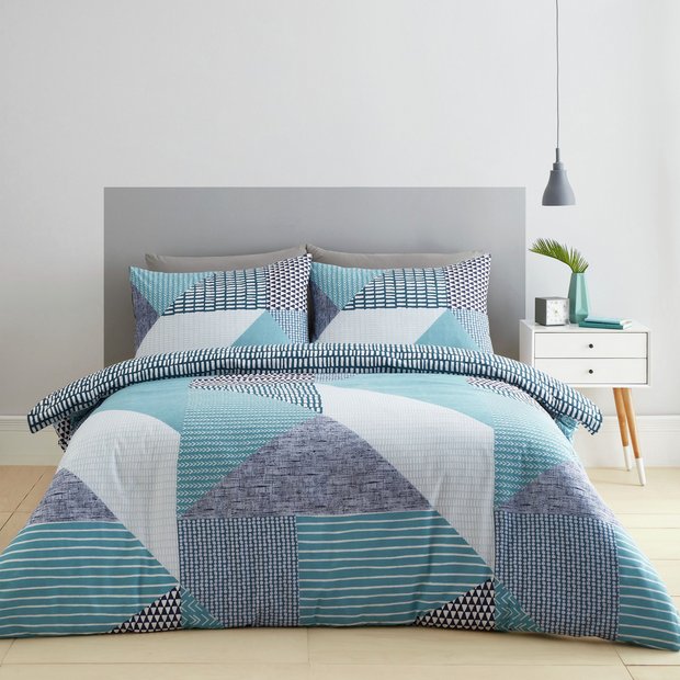 Catherine Lansfield Geometric Shapes Teal bedding set single, imported from the UK