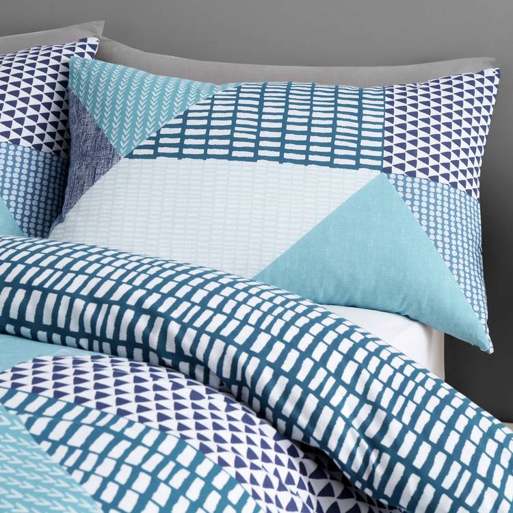 Catherine Lansfield Geometric Shapes Teal bedding set single, imported from the UK
