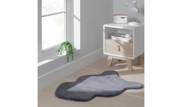 Habitat Supersoft Faux Fur Grey Shaggy Rug 60x90cm, imported from the UK