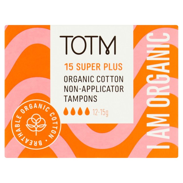 TOTM Organic Cotton Non-Applicator Tampons Super Plus   15 per pack